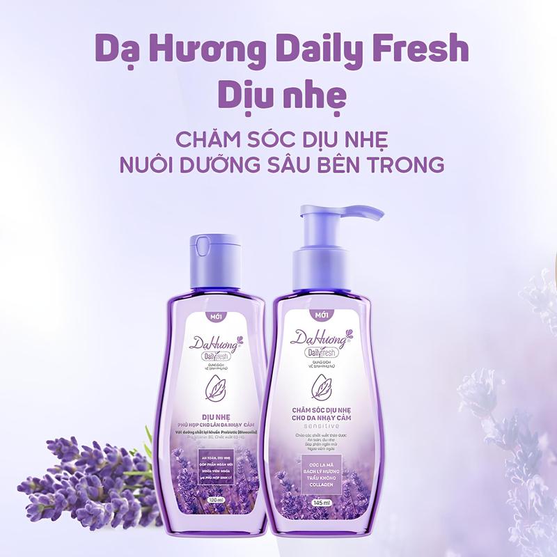   Mẫu mới  Dung dịch vệ sinh phụ nữ Dạ Hương Daily Fresh 120ml-145ml  tím  