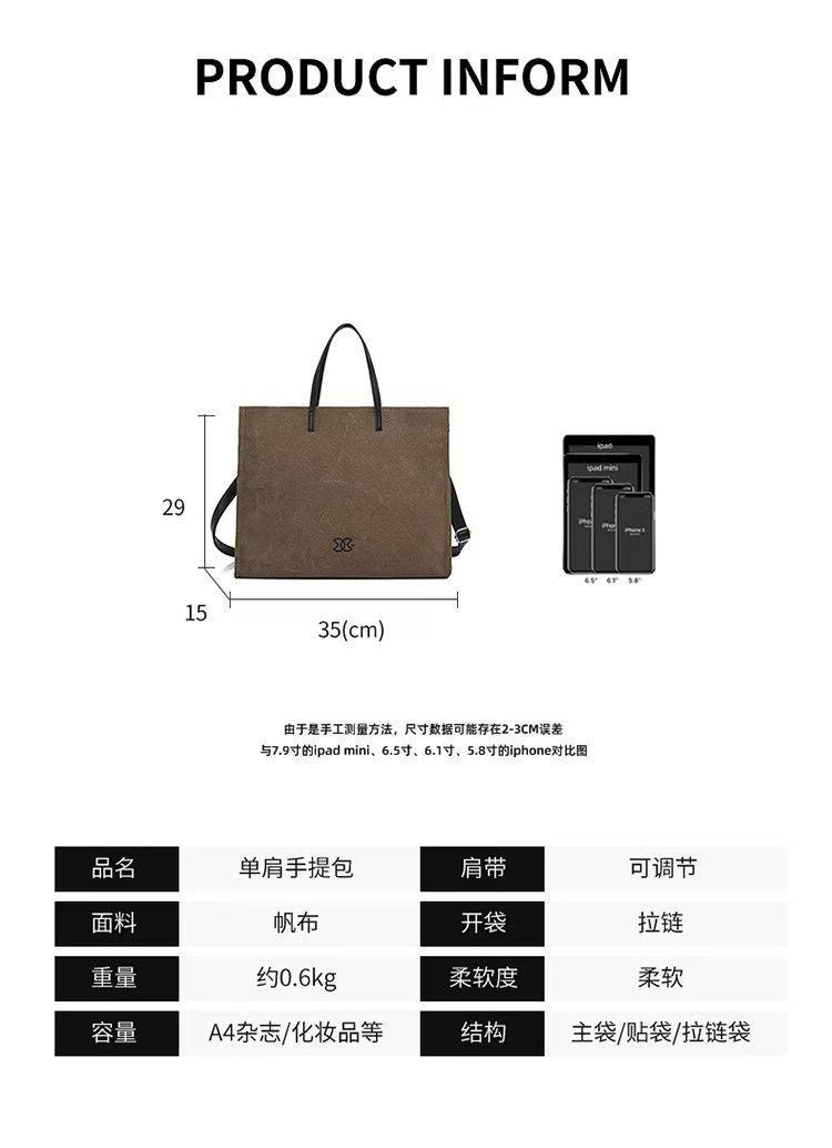 Product Introduction of Large Capacity Canvas PU Bag Ladies Shoulder Crossbody Multi Purpose Commuter Handbag Tote Bag For Women 2