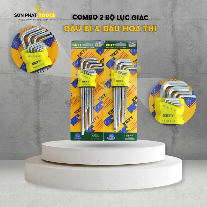 COMBO 2 Bộ Lục Giác Đầu Bi - Đầu Hoa Thị Được Gia Công Từ Thép CRV Mạ Chrome Chống Gỉ 0