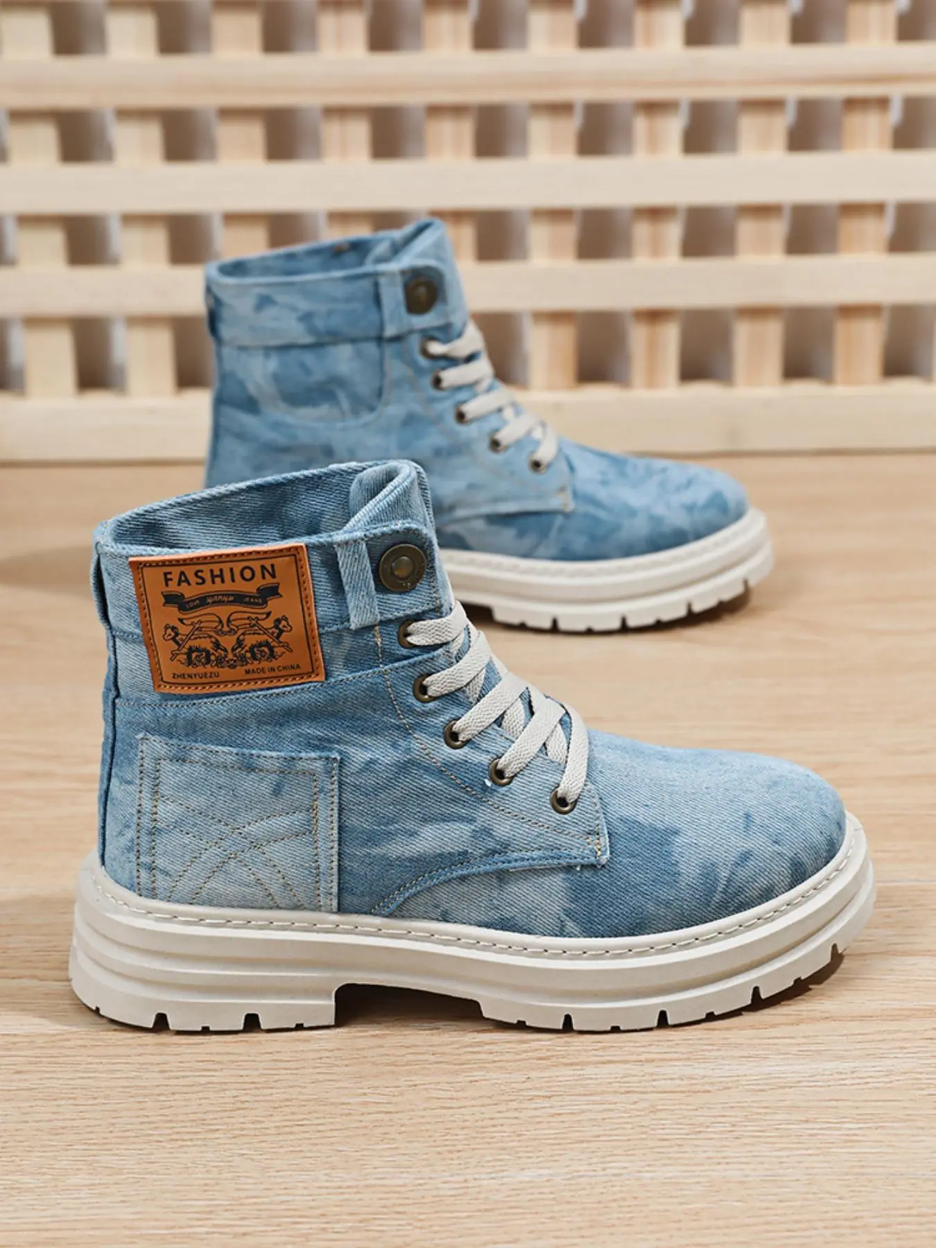 Men's Fashionable Denim Low Top Sneakers, Casual Comfortable Lace Up Front Hiking Shoes, Fashionable Shoes for Daily Wear, Boy