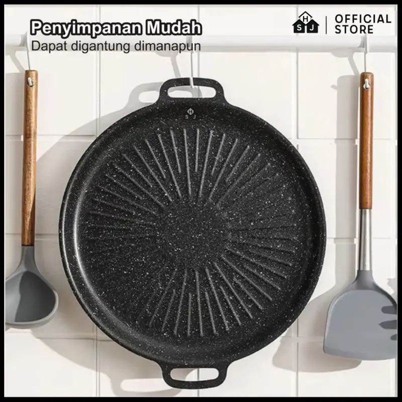 Grill Pan Premium BBQ Korean Wajan Panggangan Anti Lengket Serbaguna Alat Baja Teflon Kitchenware Bonus Set Capitan 2