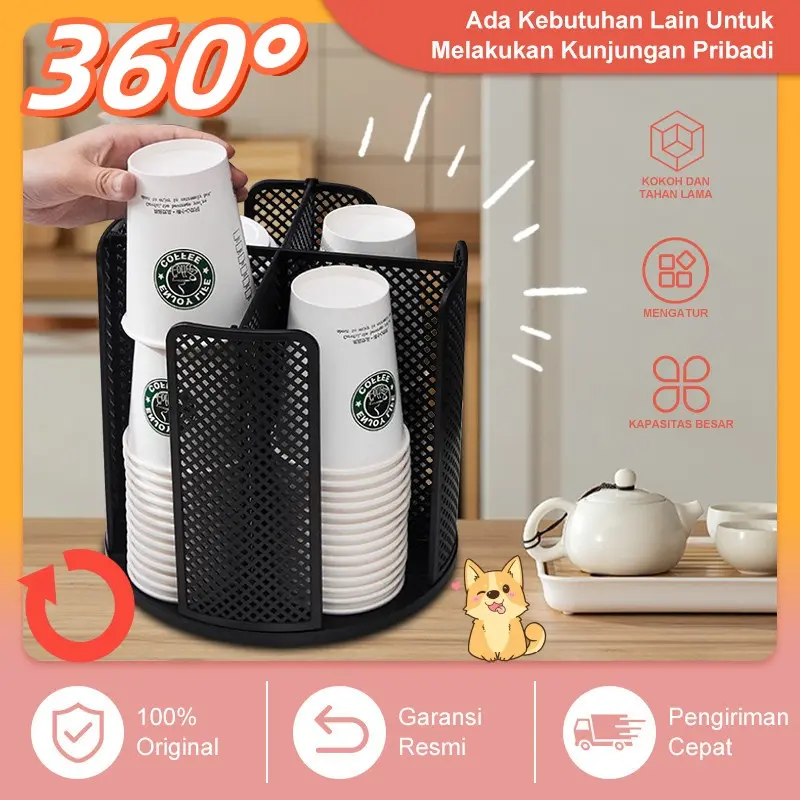 Penyelenggara Dapur Rak Penyimpanan Multifunksional Pemilik Cangkir Kertas Rotasi Gratis 360 Derajat 0