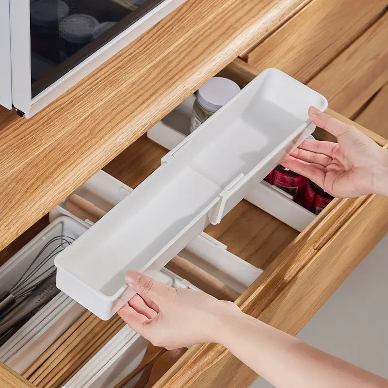 Drawer Organizer Expandable Utensil Tray For Kitchen Adjustable Flatware And Cutlery Holder White Cutlery Organizer