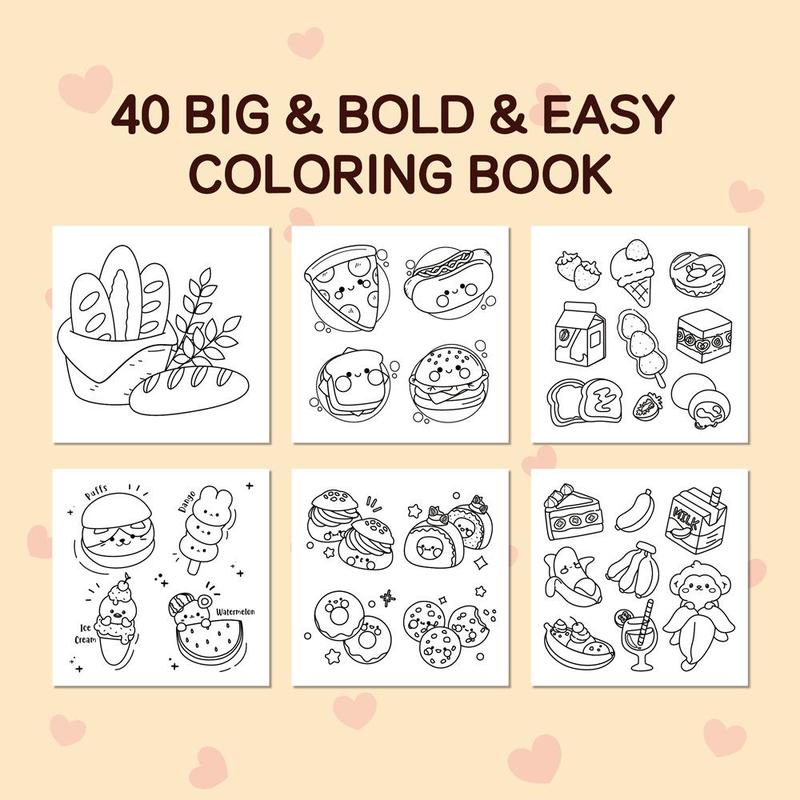 Food Drink Pattern Coloring Book, Bread and Sweets Coloring Book, Bold and Easy Coloring Book, Simple and Large Design Coloring Book for Adults & Teens 2