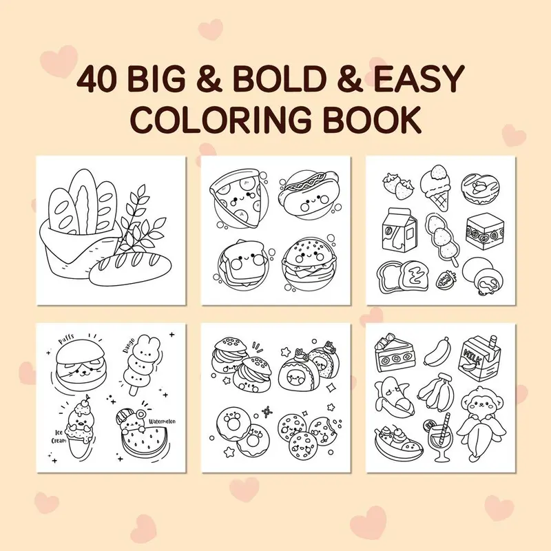 Food Drink Pattern Coloring Book, Bread and Sweets Coloring Book, Bold and Easy Coloring Book, Simple and Large Design Coloring Book for Adults & Teens 2