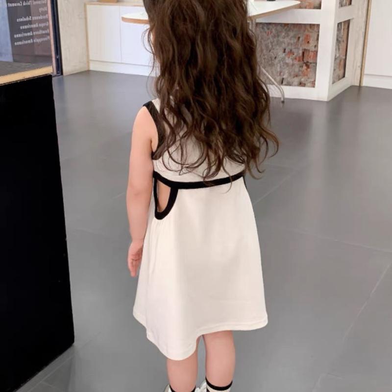 Váy ba lỗ khoét eo in chữ sành điệu cho bé gái, chất cotton, 3 màu trắng, đen, hồng, size 11-27kg 6