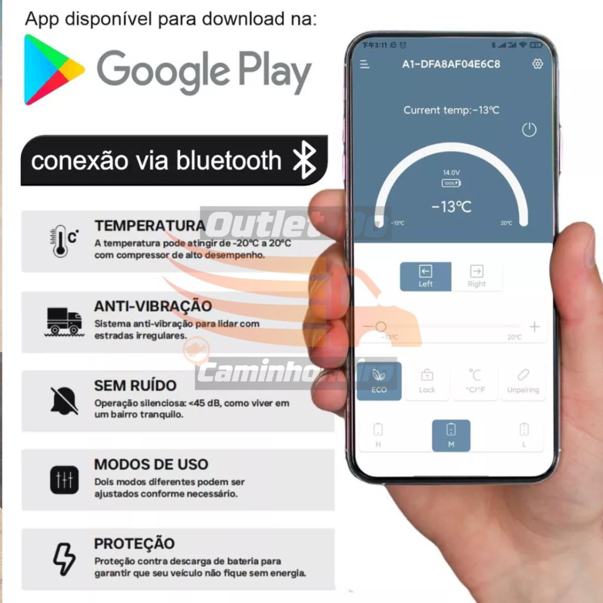 Geladeira Portátil 40l 12v/24v 110v/220v Ônibus Caminhão Van - Azul e Cinza — foto 6