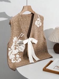 Women's Floral Pattern Knit Vest, Casual Sleeveless Knit Top for Summer, Fashion Women's Knitwear for Daily Wear