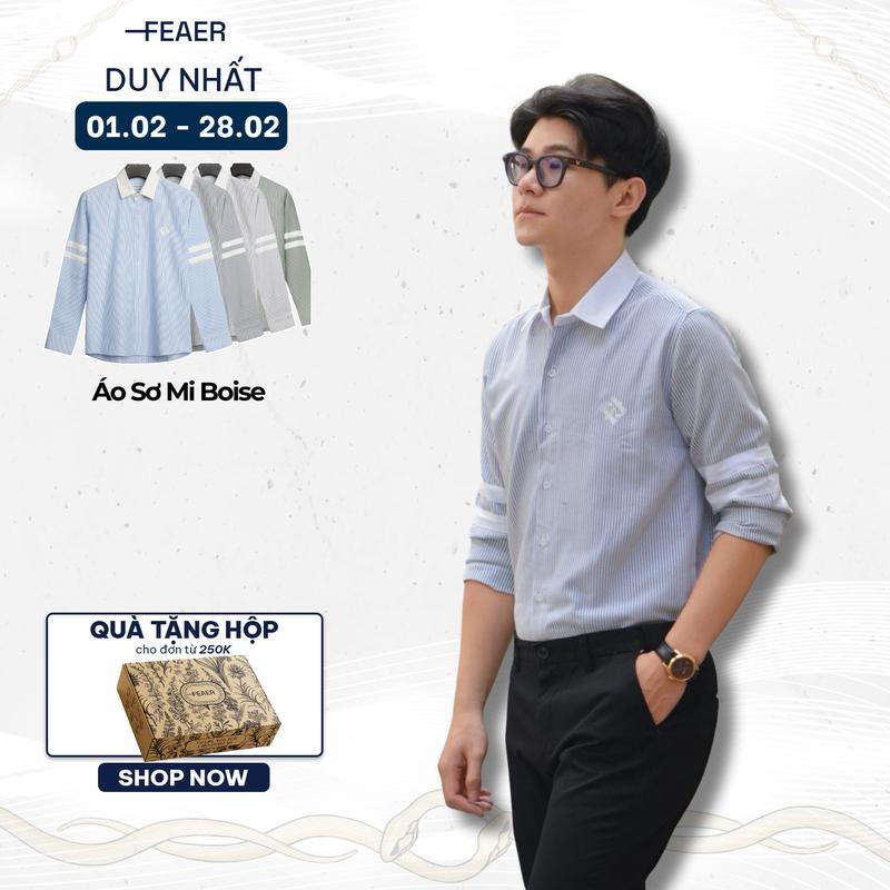 Áo sơ mi tay dài BOISE chất liệu Oxford Line, trẻ trung, thanh lịch - FEAER