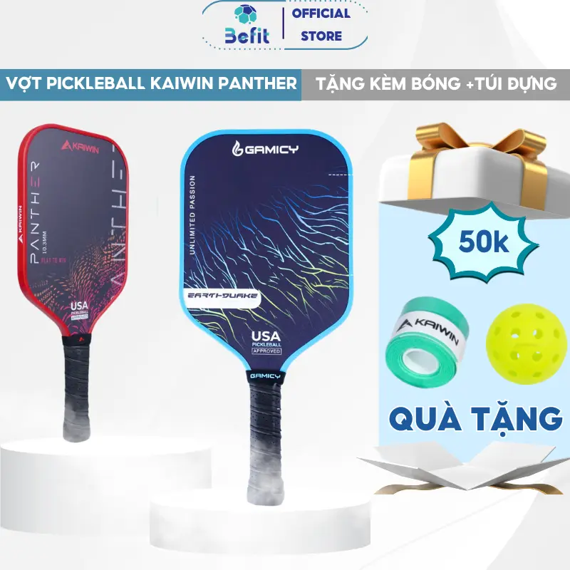 Vợt Pickleball KAIWIN PANTHER Chính Hãng Chất Liệu Carbon Và Sợi Thủy Tinh GRAPHITE Phiên Bản Mới Nhất