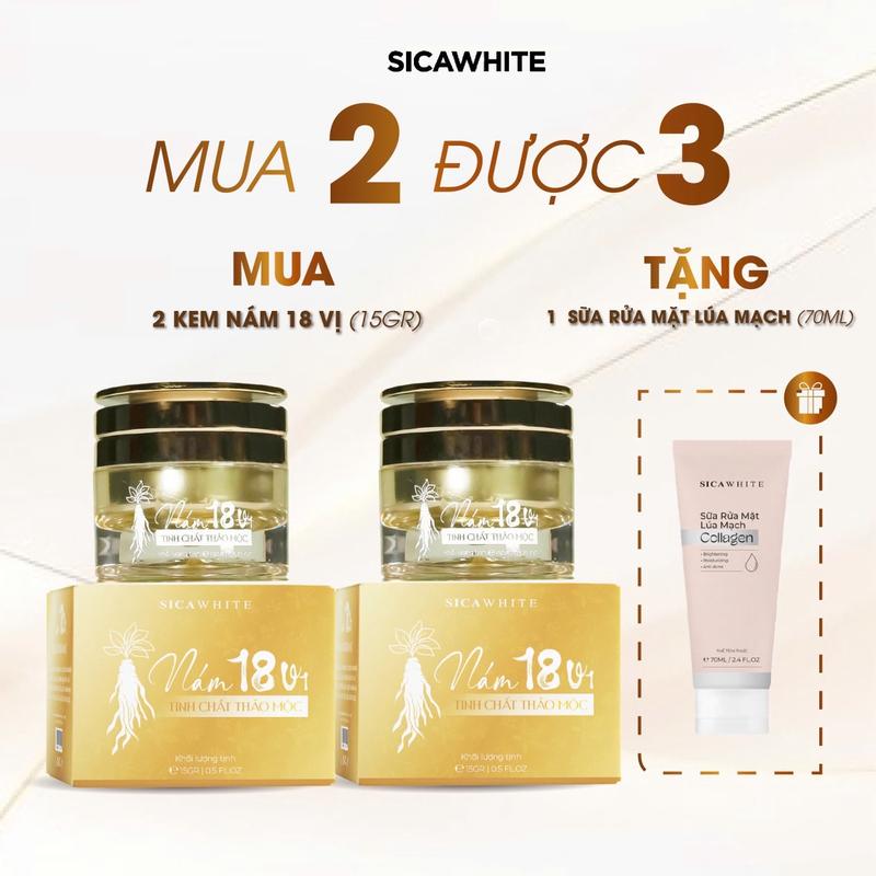 [ 2 KEM NÁM 18 VỊ ] Mua 2 Kem 18 Vị Tặng Sữa Rửa Mặt Lúa Mạch ( 70ml )