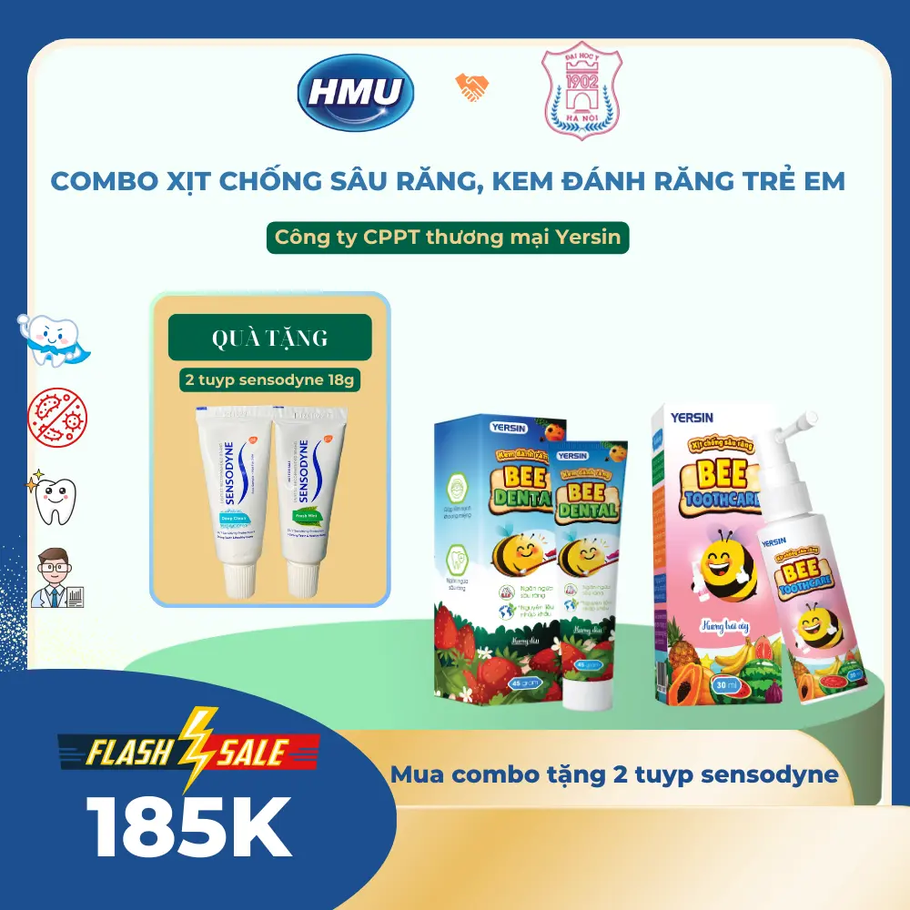 Combo xịt chống sâu răng+ kem đánh răng dành cho trẻ em