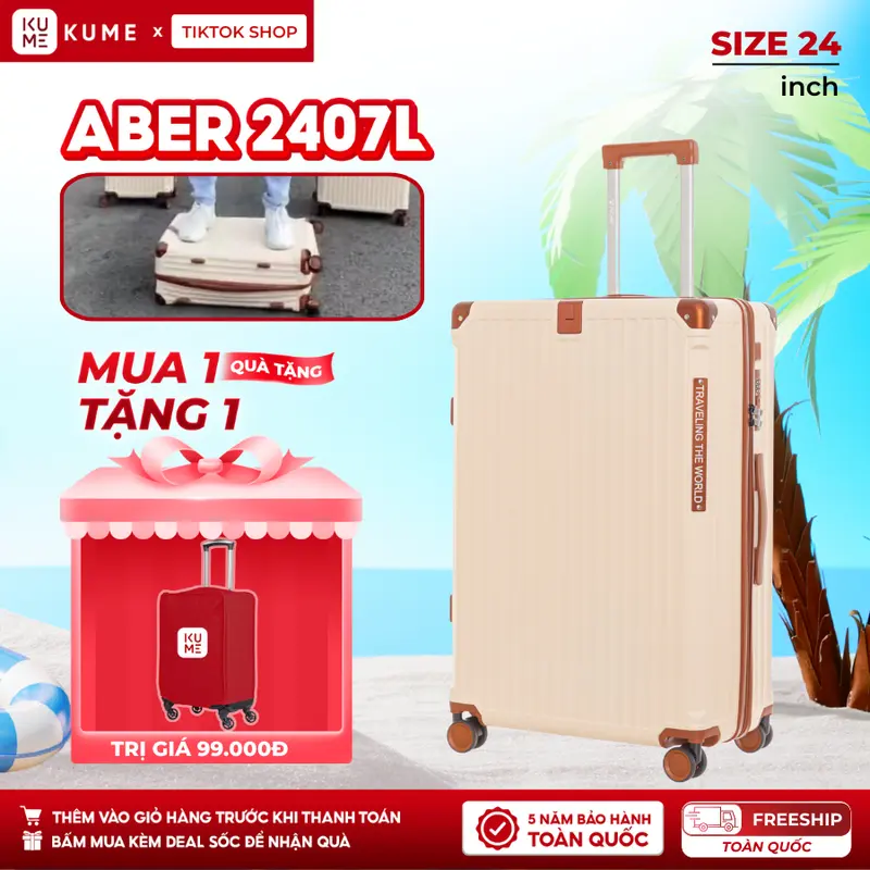 Vali Size 24 Cao Cấp | Aber Titan Frame 2407L | Vali Khoá Kéo Bo Góc Kim Loại, Khóa Số Âm Hiện Đại 0