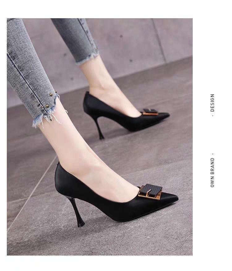 Product Introduction of Giày Giày Cao gót Da Thật Mềm Mại, Dành Cho Nữ, Thời Trang, Mũi Nhọn, Màu Nude, Linh Hoạt, cổ thấp 21