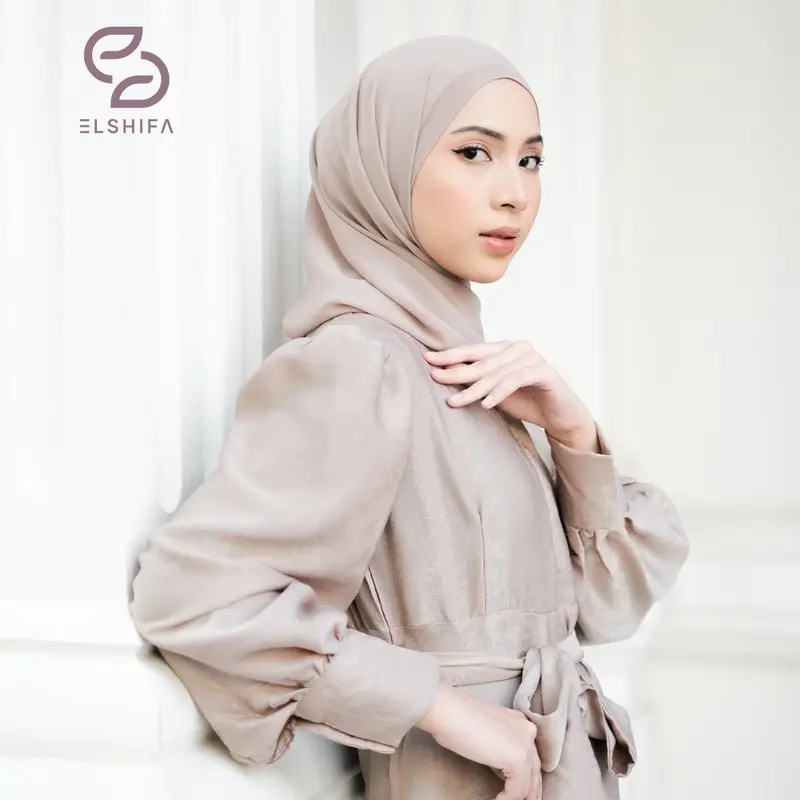 ELSHIFA DRESS BAHAN SANTORINI Formal Lembut Muslim Pesta 1
