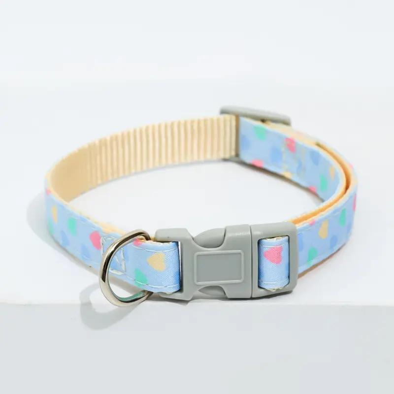 Colorful Heart Pattern Pet Collar with Buckle, 4 Counts/set Adjustable Pet Collar, Cute Pet Collar for Small Cats Dogs Outdoor Walking Running 4
