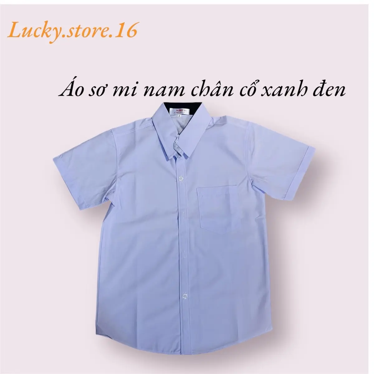 Áo sơ mi nam chân cổ xanh đen (có viền tay hoặc không viền tay) cổ sơ mi có túi