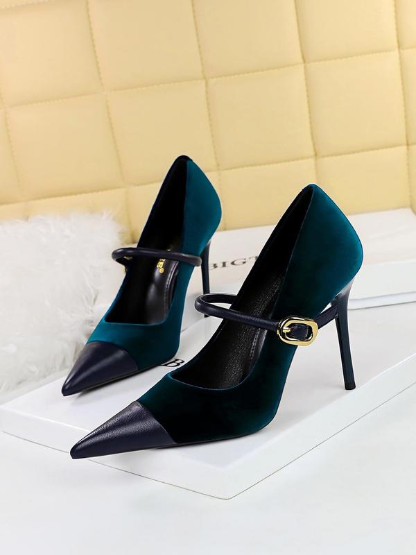 Women's Minimalist Temperament Solid Color Pointed Toe Stiletto Heels, Elegant Buckle Design High Heels for Party, Fashionable Heels for Women, Gift Ideas for Women Heelys, Shoes for Women 1