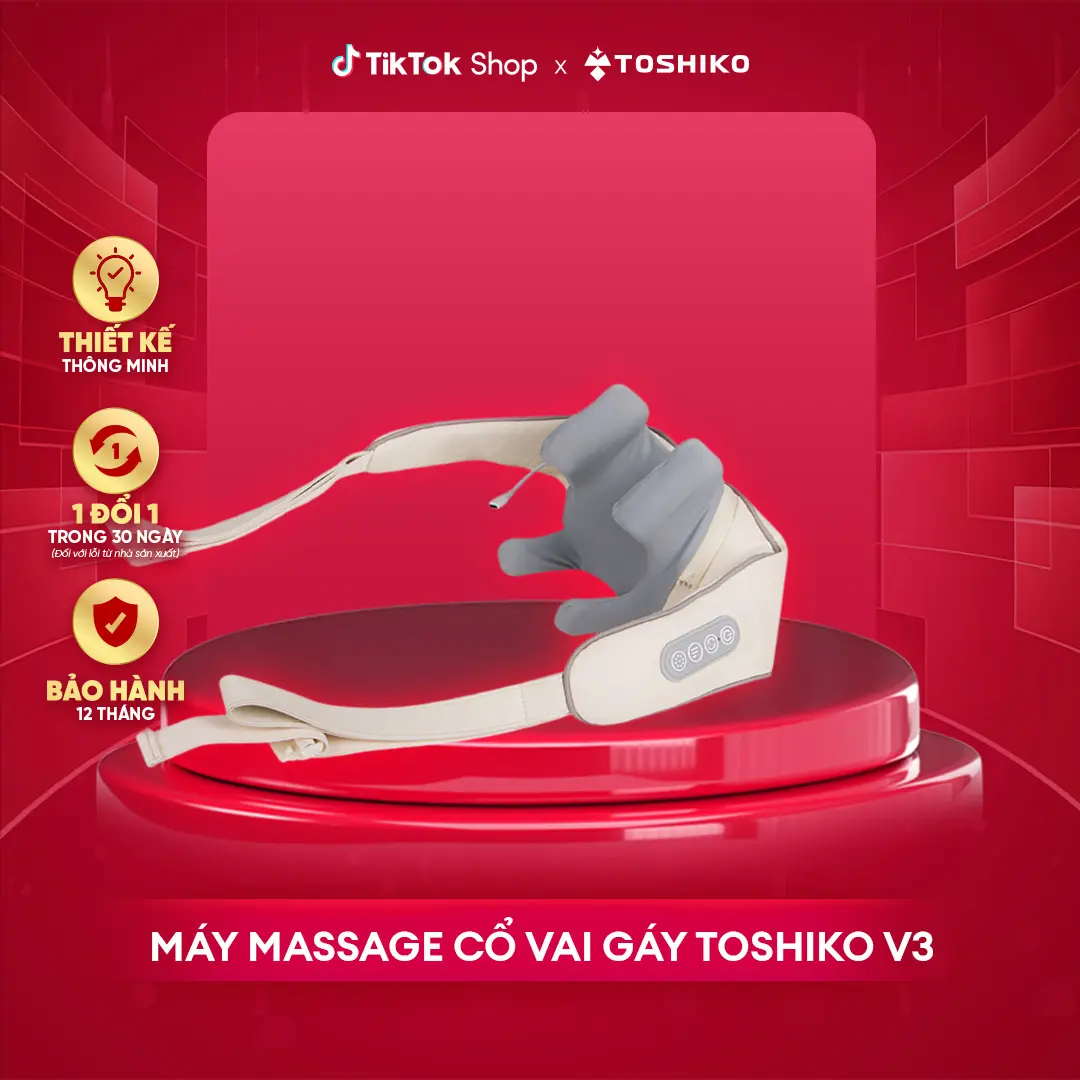 Máy massage cổ vai gáy đa năng Toshiko V3, mô phỏng kỹ thuật massage số 8