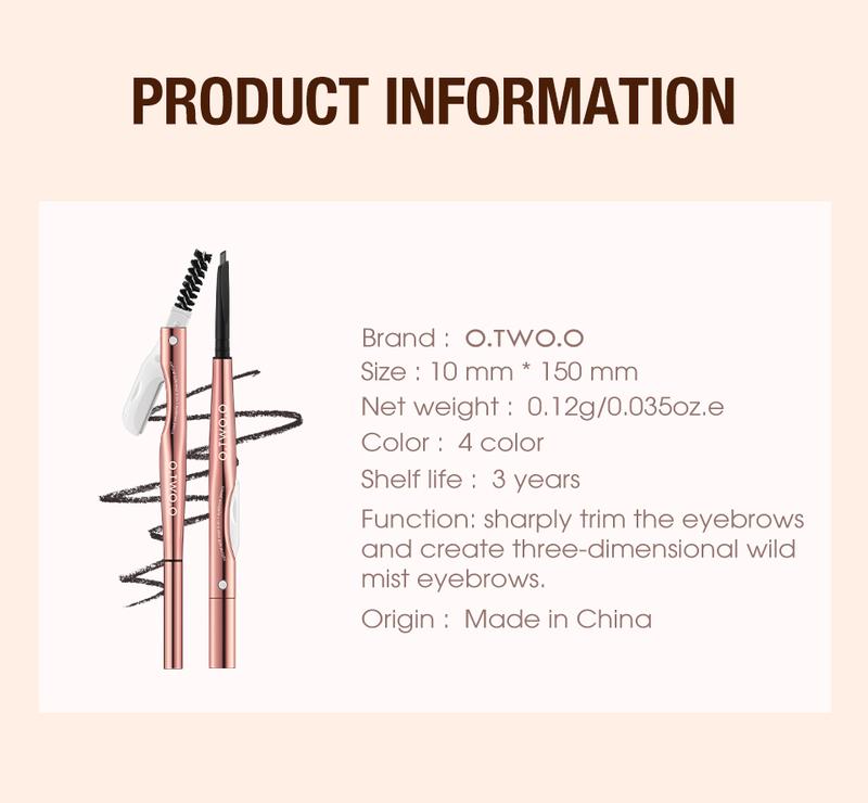 Product Introduction of O.TWO.O 3 In 1 Eyebrow Pencil With Eye Brow Razor Waterpoof 24HR Naturally Defined 0.5mm-4mm Easy to Makeup Kits 14
