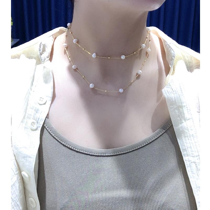 Product Introduction of Natural Jewelry Classic Hot Selling Product Zhuji Pearl Natural Freshwater Pearl Starry Pearl Necklace High-Grade Light Luxury Clavicle Chain Summer 23