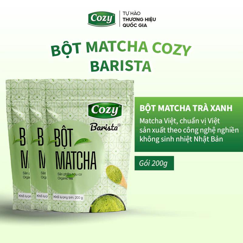 Combo Bột Matcha Cozy 200gr Trà Xanh Hữu Cơ Nguyên Chất Công Nghệ Nghiền Không Sinh Nhiệt Nhật Bản
