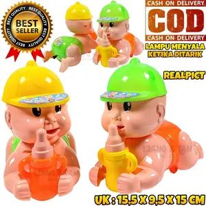 ( BISA COD ) PROMO ADA LAMPU Mainan Anak Bayi Merangkak Baby Crawling Tarik Jalan Tanpa Baterai / Mainan Anak Bayi Tarik / Mainan Anak Laki Laki / Mainan Anak Perempuan / Crawling Dancing Baby SNI Murah