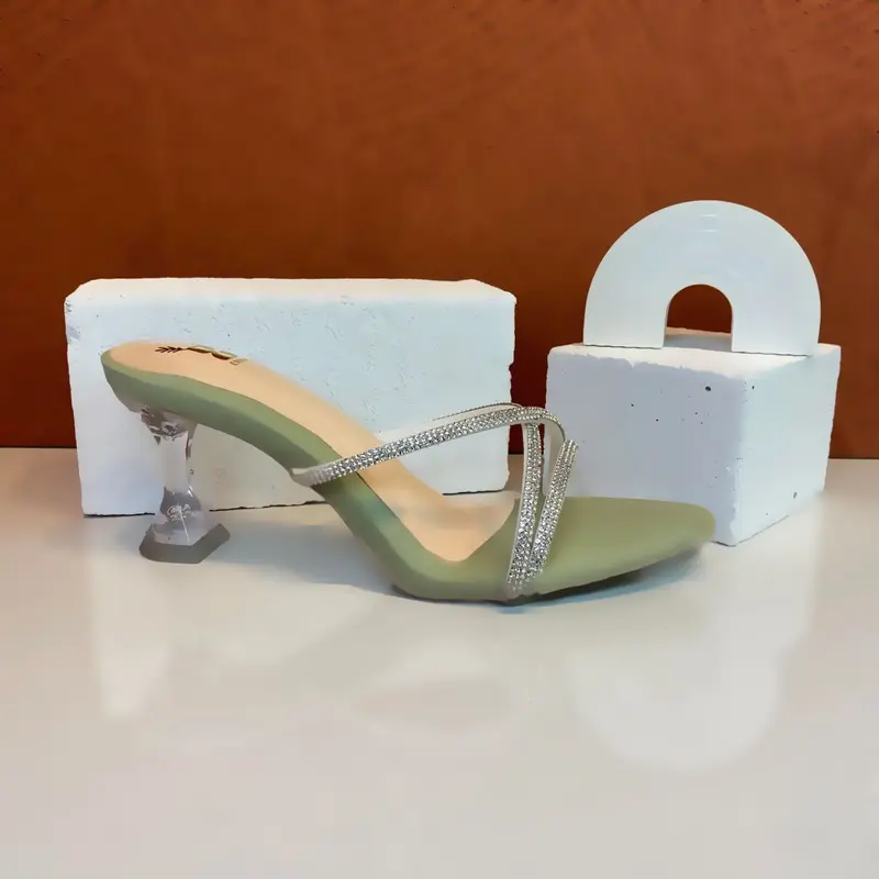 Embay Jihan Heels Wanita Terbaru Hak Kaca 7cm Sandal 7