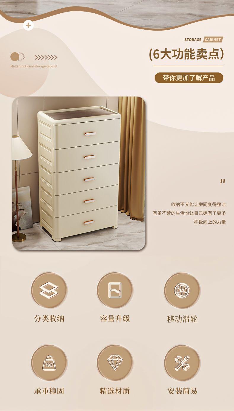 Product Introduction of Thickened Storage Cabinet, Organizer Cabinet, Household Snack Storage Box, Bedroom Plastic Five-Drawer Cabinet, Storage Cabinet, Drawer Style 8