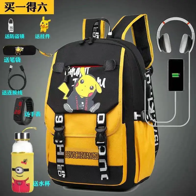 Cặp Sách, Thiết Kế Pikachu, Dành Cho Nam Và Nữ, Thích Hợp Cho Lớp 1-6, Ba Lô Trẻ Em, Ba Lô Dạ Quang, Thích Hợp Cho Học Sinh Trung Học Và Trung Học Cơ Sở, Sức Chứa Lớn