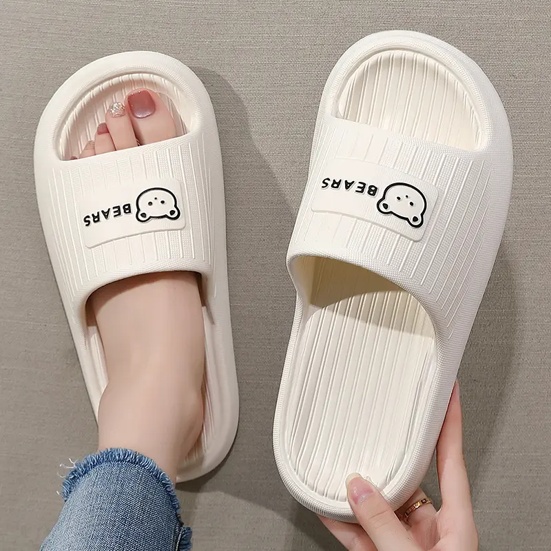 Dép nữ Trang chủ Dép Phim hoạt hình Flap Đế dày Mềm EVA Chống trượt Lady Flat Giày dép mùa hè nam bãi biển
