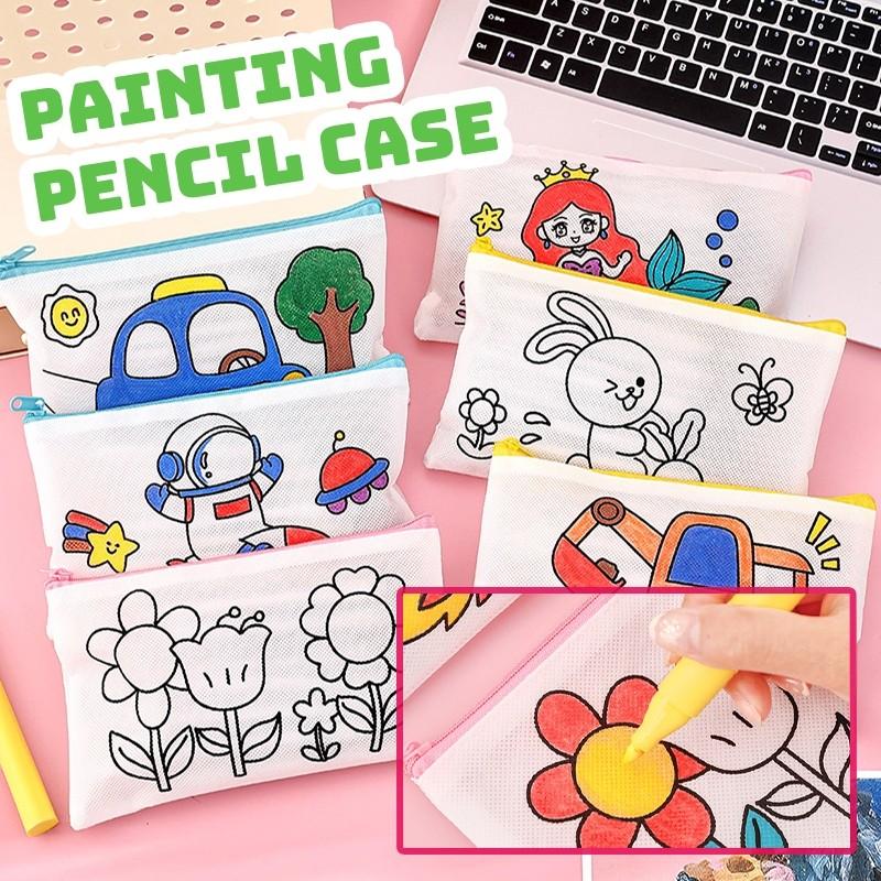  Hộp Đựng Bút Chì Graffiti Thủ Công Tự Làm Sáng Tạo Dành Cho Trẻ Em Không Dệt Túi Văn Phòng Phẩm Thích Hợp Làm Quà Tặng Học Sinh 