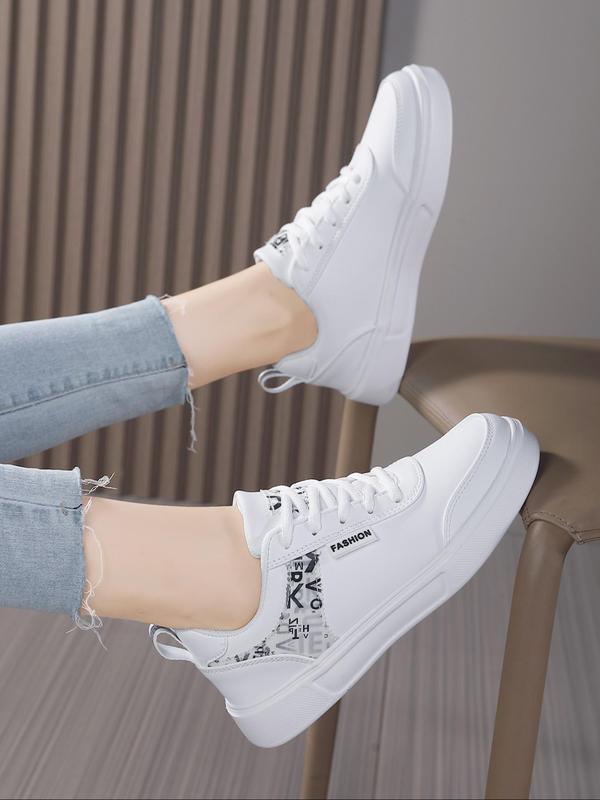 Women's Fashionable Letter Pattern Lace Up Low Top Sneakers, Casual Comfortable Breathable Sports Running Shoes, All-match Round Toe Chunky Sneakers for Daily Wear 4
