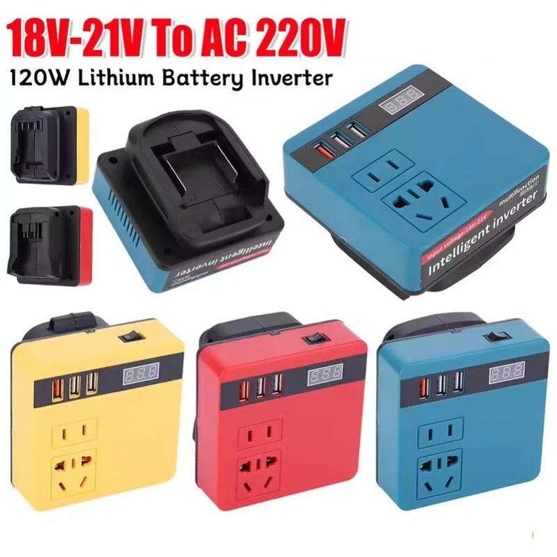 1 cái Mới 18V 20V đến 220V Biến tần pin Ổ cắm kép Đa chức năng Máy biến áp…