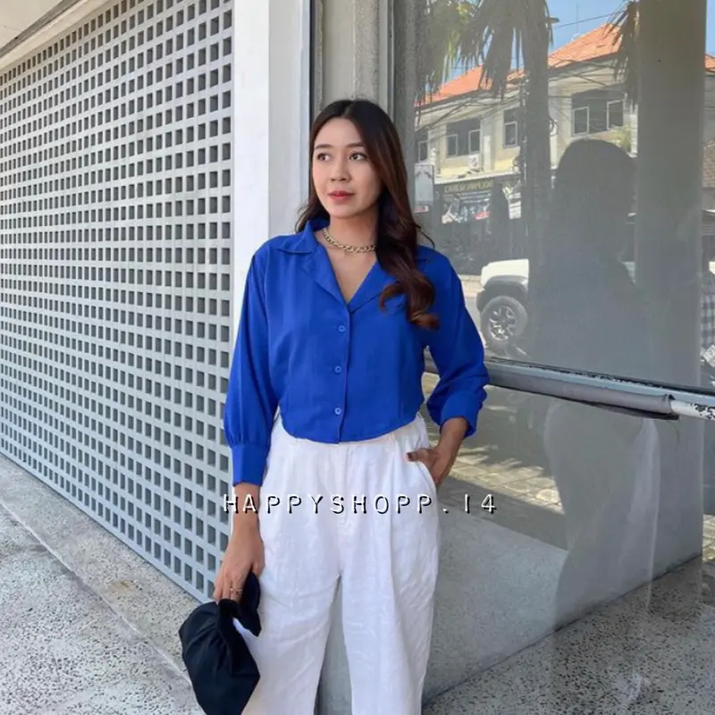 KEMEJA PUFFY / Kemeja Panjang Airflow / Kemeja garis wanita / kemeja crop wanita / kemeja kantor / kemeja wanita crop 6