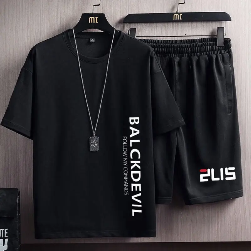 Bộ quần áo nam thể thao thun lạnh co dãn nhanh khô in chữ Ground Menswear 2