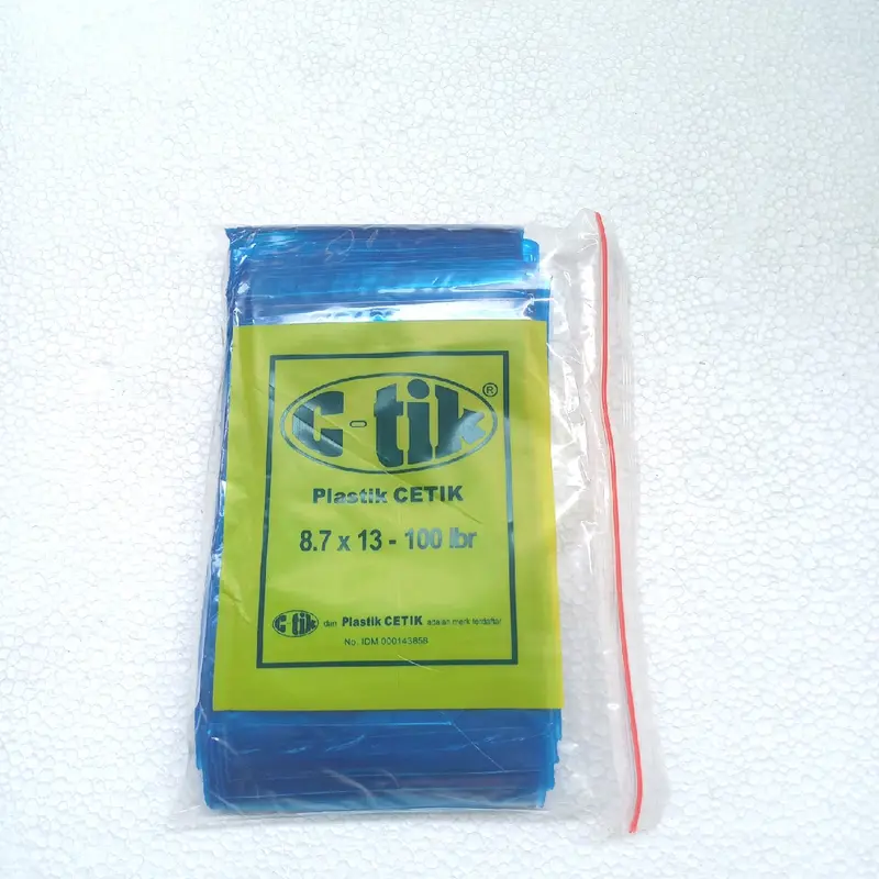 Plastik Klip 7 x 10cm isi 100 Lembar Biru Sablon Klip Obat 8.7 x 13cm Klip Obat 10x15 Sablon Biru 7