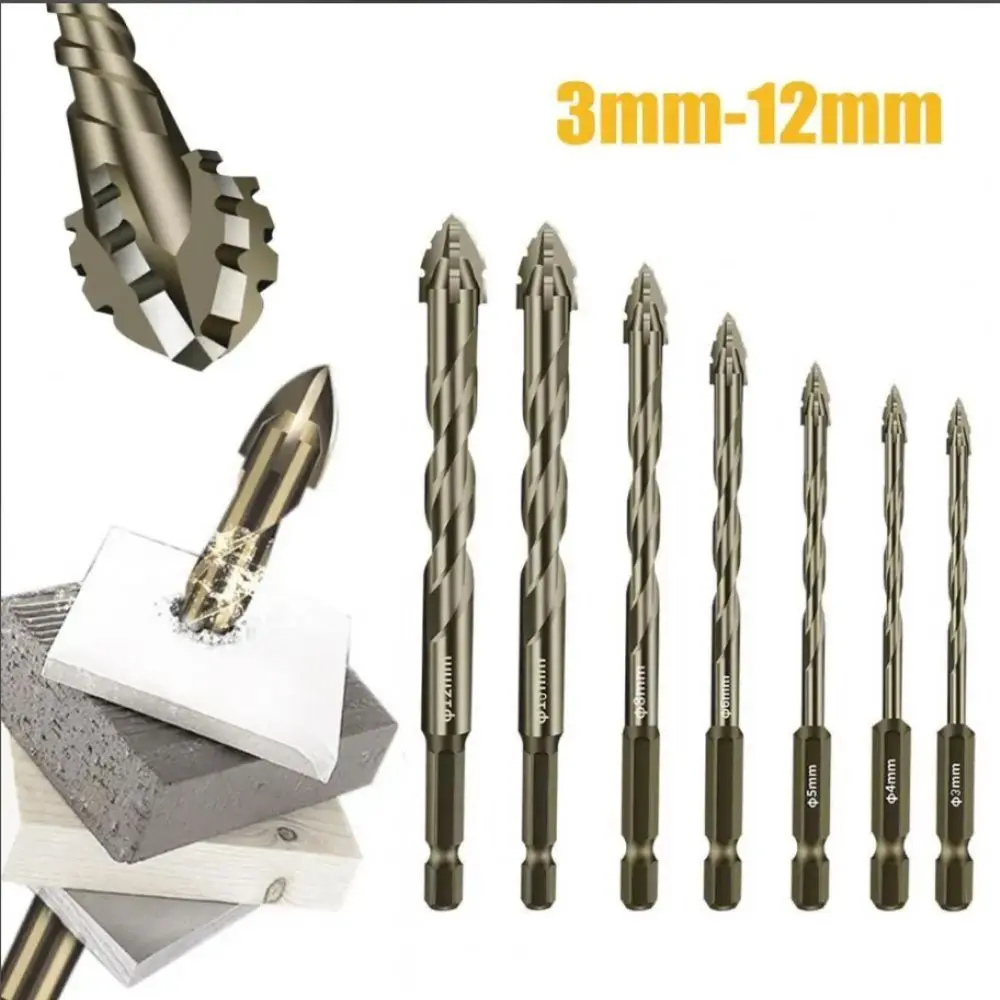 Multifunction Four-Edged Eccentric Drill Bit Serrated High Hardness Tile Drill Bit Skewed Head Concrete Drill Bit Set Drilling Tool
