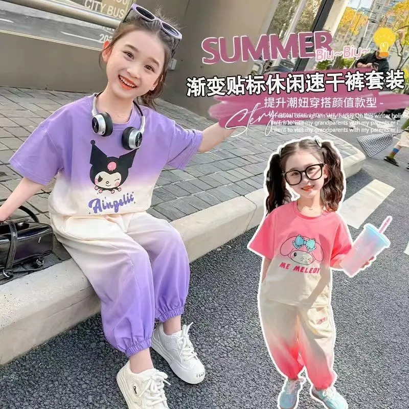Bộ Đồ Mùa Hè Cho Bé Gái, ngắn Tay, Phong Cách Phương Tây, Kuromi, Quần Thường Ngày Thích Hợp Cho Bé 3-8 Tuổi, Bộ Đồ Hai Mảnh Cho Bé, Người Nổi Tiếng Trên Internet, Hàng Mới Về 4