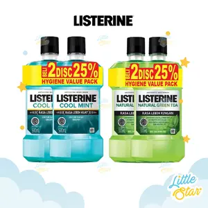 Twinpack Bundling 2 Pcs Listerine Antiseptic Mouthwash Obat Kumur Antiseptik 500ml BPOM