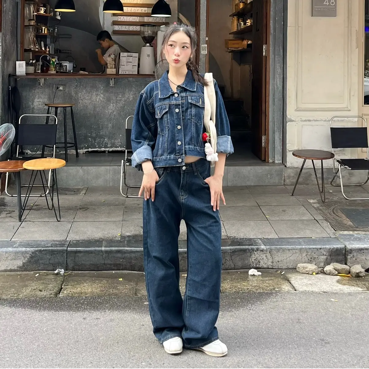 Quần jean xanh đậm denim Jijii