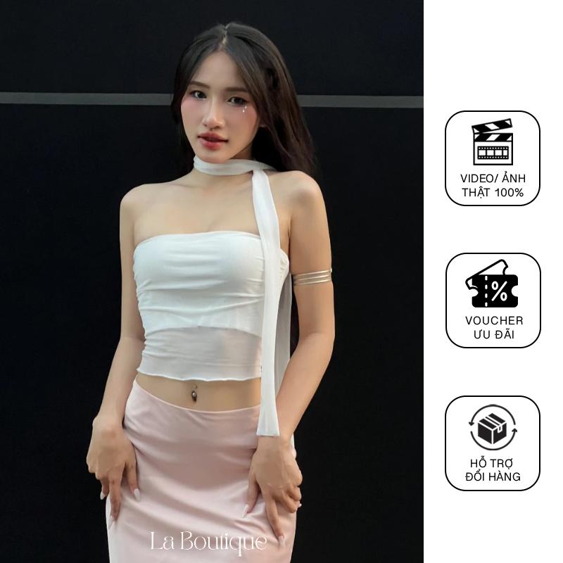 Áo Ống Nữ Vải Lưới Tôn Eo Cá Tính La Boutique Trơn Ôm Gọn