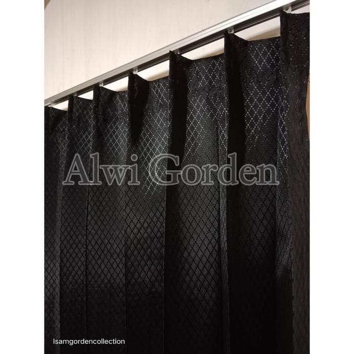 Gambar Gorden Hitam Polos Black Series Model  Cantolan Kawat S Untuk  Pintu Dan Jendela Sido/vanesa Plisket dari Alwi Gorden Kab. Bandung Tokopedia