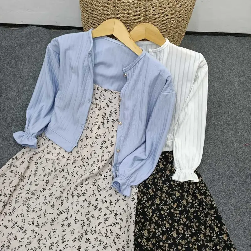 sheraa.id | SETELAN WANITA OVERALL MIX CARDIGAN / Atasan CARDY Kancing Crop KNIT HORNET Outer MIX OVERALL DRESS Panjang MOTIF FLORAL KOREAN STYLE 5