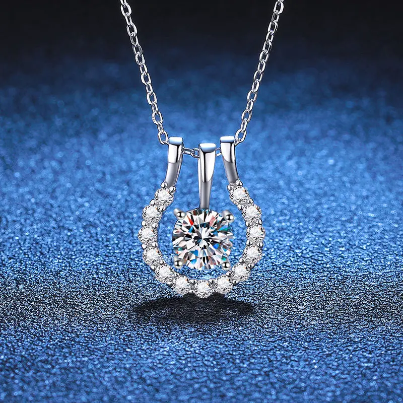S925 sterling silver pendant diamond necklace two-piece 1 carat D color moissanite necklace