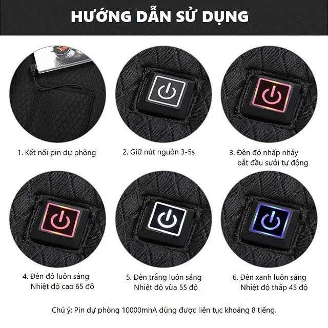 Áo sưởi Gile - trần lông thỏ - 5 điểm sưởi 3