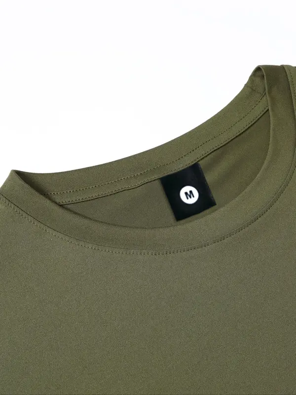 Men's Letter Tape Short Sleeve Tee, Regular Fit Casual Round Neck T-shirt for Summer, Men's Top for Daily Wear 8