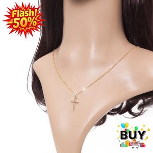 สร้อยคอจี้ไม้กางเขน สำหรับผู้หญิงและผู้ชาย สร้อยคอเครื่องประดับเรียบง่าย ของขวัญเครื่องประดับหรูหรา โซ่คอโลหะผสม สีทองและสีเงิน