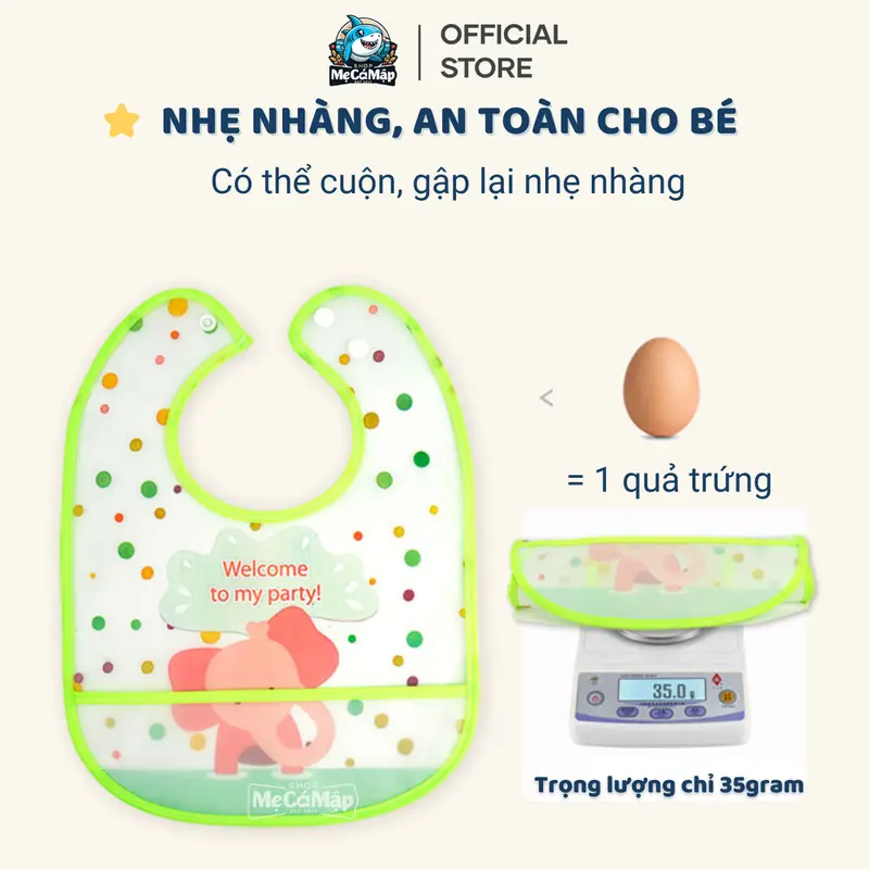 [Quà tặng] Yếm Ăn Dặm Cho Bé Có Máng, Siêu Nhẹ Chất Liệu Cao Cấp Chống Nước 3