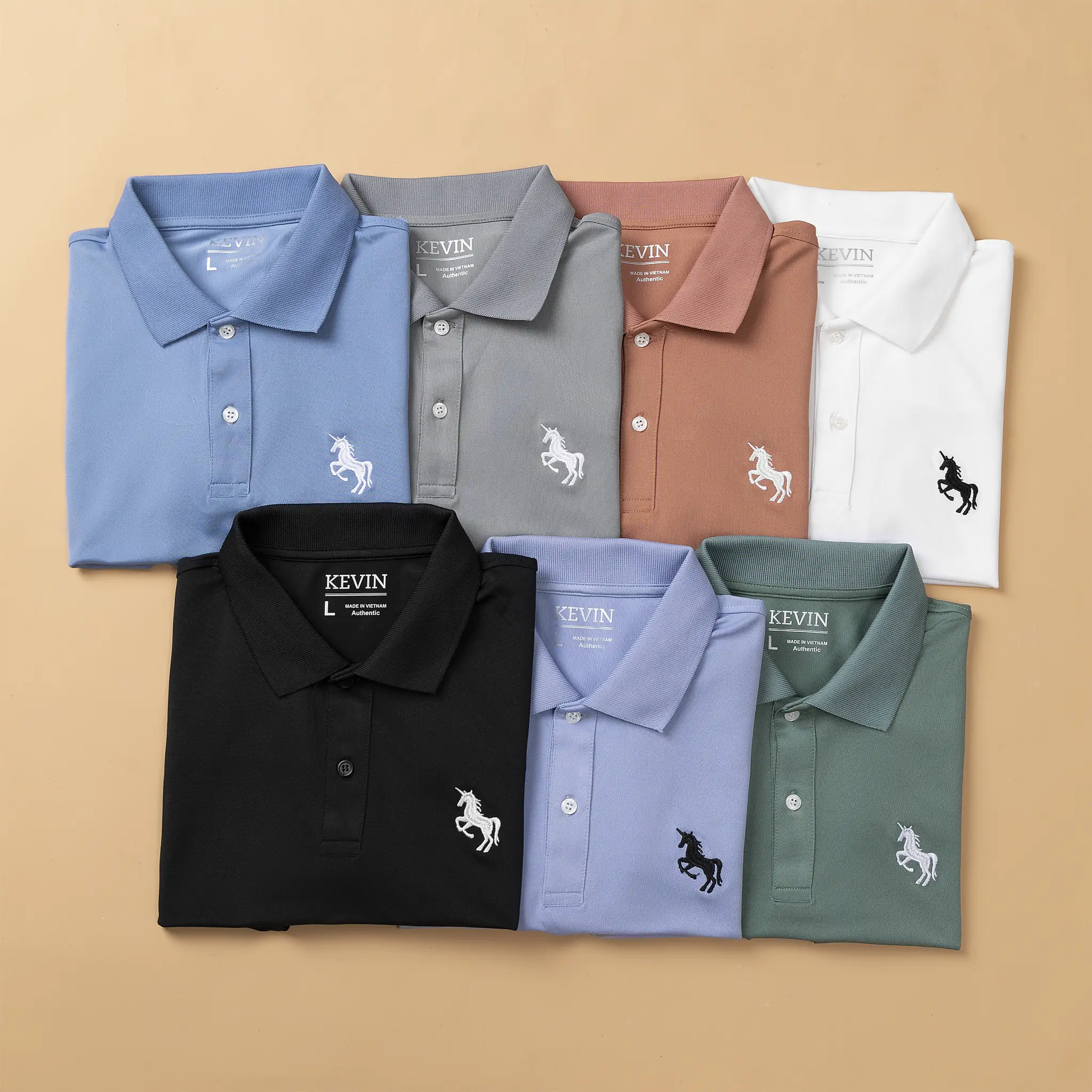 Áo thun polo kevin thêu ngựa KV.P06